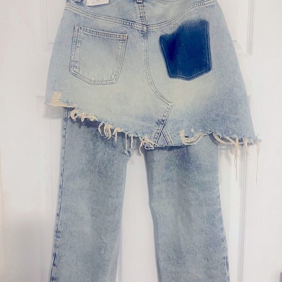 Zara NWT women's straight leg layered jeans size 40 (size 8 US) - Picture 7 of 9